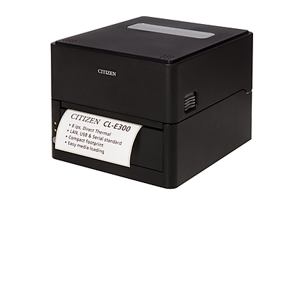 Citizen CL-E300 Printer; Peeler, LAN, USB, Serial, Black, EN Plug