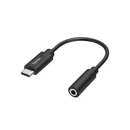 Аудио адаптер HAMA, USB-C мъжко - 3.5 mm аудио жак женско, Стерео, Черен