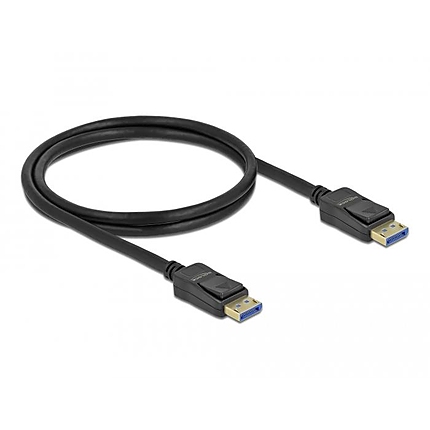 Кабел Delock DisplayPort 2.0 мъжко - DisplayPort мъжко, 1.0м, 10K, 54 Gb/s, Черен