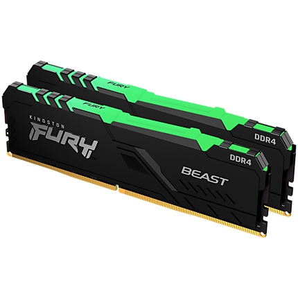 KINGSTON DRAM 16GB 3600MHz DDR4 CL17 DIMM (Kit of 2) FURY Beast RGB Black EAN: 740617319088