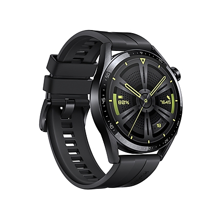 Huawei Watch GT 3 46mm, Active Jupiter-B29S, 1.43", Amoled, 466x466, PPI 326, 4GB, Bluetooth 5.2 supports BLE/BR/EDR, 5ATM, NFC, GPS, Battery 455 maAh, Black Fluoroelastomer Strap