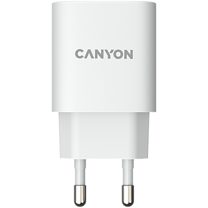 Canyon, PD 20W/QC3.0 18W WALL Charger with 1-USB A+ 1-USB-C   Input: 100V-240V, Output: 1 port charge: USB-C:PD 20W (5V3A/9V2.22A/12V1.67A) , USB-A:QC3.0 18W (5V3A/9V2.0A/12V1.5A), 2 port charge: common charge,  total 5V, 3A, Eu plug  , Over- Voltage