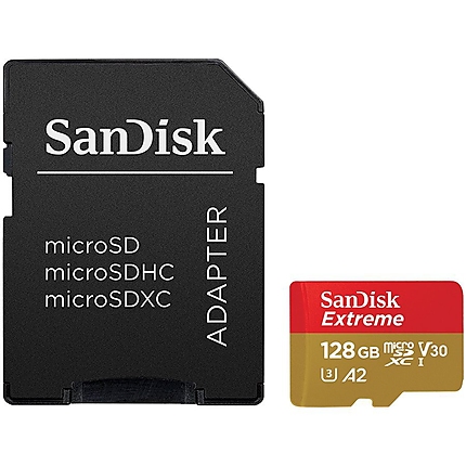 SanDisk Extreme microSDXC 128GB + SD Adapter + Rescue Pro Deluxe 160MB/s A2 C10 V30 UHS-I U4; EAN: 619659169688