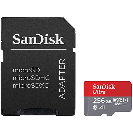 SanDisk Ultra Android microSDXC 256GB + SD Adapter + Memory Zone App 100MB/s A1 Class 10 UHS-I; EAN: 619659161972