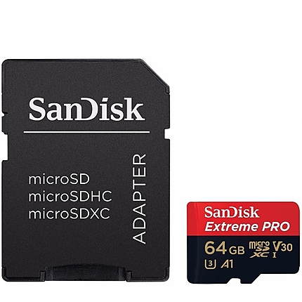 SanDisk Extreme Pro microSDXC 64GB + SD Adapter + Rescue Pro Deluxe 170MB/s A2 C10 V30 UHS-I U3; EAN: 619659169794