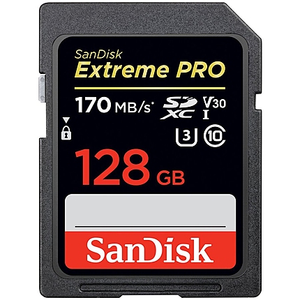 SanDisk Extreme Pro SDXC Card 128GB - 170MB/s V30 UHS-I U3; EAN: 619659170325