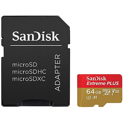 SANDISK Memory Flash cards 64GB Extreme Plus Micro SDXC Class 10/UHS-I U3/Video Speed Class V30/Application Performance Class A2, Rescue Pro Deluxe