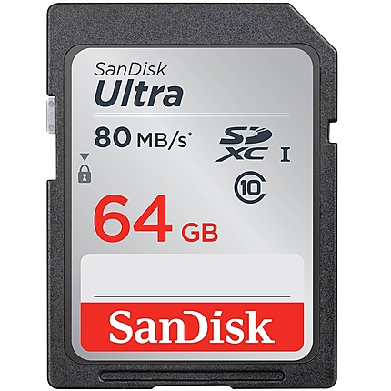 SanDisk Ultra SDXC 64GB 80MB/s Class 10 UHS-I; EAN: 619659137175