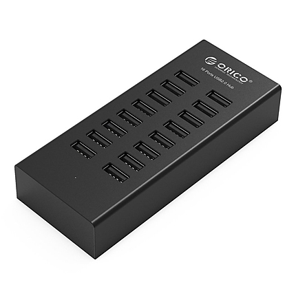 Orico хъб USB3.0 HUB 16 port with Premium Power Adapter, Black - H1613-U2