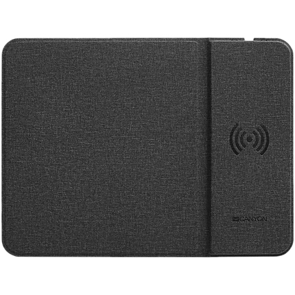 CANYON Mouse Mat with wireless charger, Input 5V/2A,9V2A Output 5W/7.5W/10W, 324*244*6mm, USB Type C cable length 1m, Black, 220g