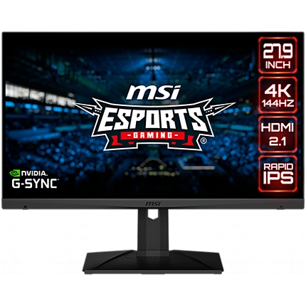 MSI OPTIX MAG281URF 27.9" Gaming Monitor 144Hz, UHD (3840x2160) 16:9, Anti-Glare, 1ms, 300/400 nits, 1000:1, 178°/178°, G-SYNC Compatible, 2xHDMI 2.0, 1xDP, 1xType-C, 3xUSB 2.0, 1x Earphone out, Adjustable stand, 3Y