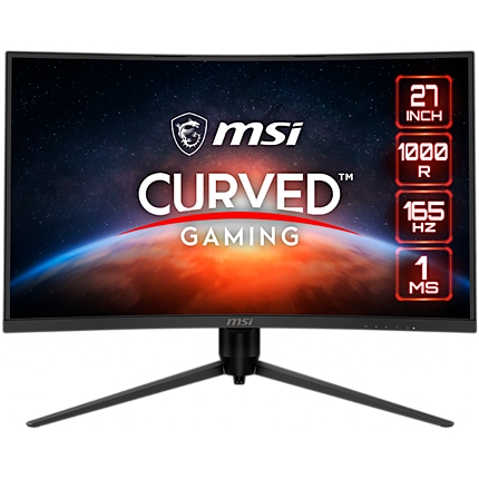 MSI OPTIX G271CQP 27" Curved Gaming Monitor 165Hz, WQHD (2560x1440) 16:9, Anti-Glare, 1ms, 250 nits, 3000:1, 178°/178°, 1000R Curve, FreeSync Premium, 2xHDMI 2.0, 1xDP, 1x Earphone out, Adjustable stand, 3Y