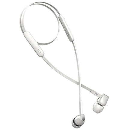 TCL In-ear Bluetooth Headset, Strong Bass, Frequency of response: 10-22K, Sensitivity: 107 dB, Driver Size: 8.6mm, Impedence: 16 Ohm, Acoustic system: closed, Max power input: 20mW, Connectivity type: Bluetooth only (BT 5.0), Color Ash White