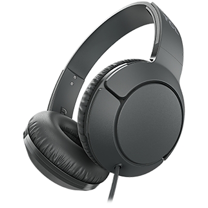 TCL On-Ear Wired Headset, Strong BASS, flat fold, Frequency of response: 10-22K, Sensitivity: 102 dB, Driver Size: 32mm, Impedence: 32 Ohm, Acoustic system: closed, Max power input: 30mW, Connectivity type: 3.5mm jack, Color Shadow Black