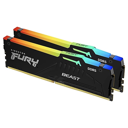 Памет Kingston FURY Beast Black RGB 64GB(2x32GB) DDR5 PC5-44800 5600MHz CL40 KF556C40BBAK2-64