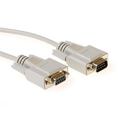 Кабел ACT AK2309, Serial 9 pin мъжко - VGA 9 pin женско, 10м, Бял, Булк