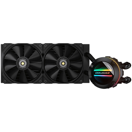 COUGAR Poseidon GT 240 AIO, 2x Cougar MHP 120mm 2000rpm PWM Fans, ARGB Lighting with Infinity Mirror, Rotatable Pump Head, ZrOв‚‚ Pump Bearing, Intel LGA 115X/1366/1200/1700/2011/2066, AMD TR4/TRX4/AM5/AM4/FM2/FM1/AM3+/AM3/AM2+/AM2