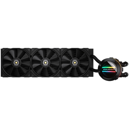 COUGAR Poseidon GT 360 AIO, 3x Cougar MHP 120mm 2000rpm PWM Fans, ARGB Lighting with Infinity Mirror, Rotatable Pump Head, ZrOв‚‚ Pump Bearing, Intel LGA 115X/1366/1200/1700/2011/2066, AMD TR4/TRX4/AM5/AM4/FM2/FM1/AM3+/AM3/AM2+/AM2