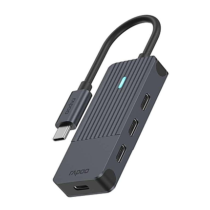 4-портов хъб USB-C RAPOO UCH-4002, 4 x USB-C, Черен