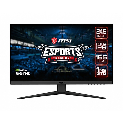 MSI Optix G251F, 24.5", Flat, Rapid IPS, 165HZ, 1ms, 1920x1080 (FHD), 16:9, HDR 400, G-SYNC Compatible, Anti-Flicker and Less Blue Light, Frameless Design, HDMI, DP, USB hub,Vesa 100,FRAMELESS, 36M