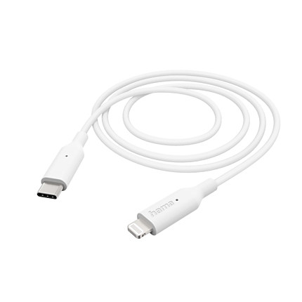 Кабел за зареждане/Дата, USB-C/ Type-C/-Lightning, 1м, бял