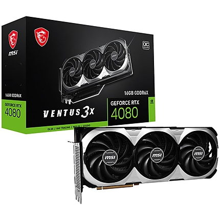 MSI Video Card Nvidia GeForce RTX 4080 16GB VENTUS 3X OC, 256bit, 16GB CDDR6X, 9728 CUDA Cores, PCIe 4.0, 3x DP 1.4, HDMI 2.1, RAY TRACING, Triple Fan, 750W Recommended PSU