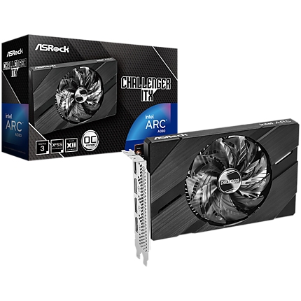 Asrock Intel Arc A380 Challenger ITX 6GB OC, GDDR6, 96-bit, 1x HDMI 2.0b, 3x DP 2.0, 1x 8-pin Pwr connector, 500W.