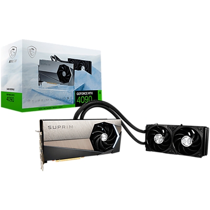 MSI Video Card NVidia RTX 4090 SUPRIM LIQUID X 24G (24GB GDDR6X/384bit, PCI-E Gen4, 3x DP, 1x HDMI, 1x16-pin Power Connector, 1000W recommended PSU, ATX,)