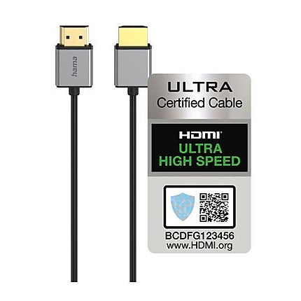 Кабел Hama ултра високоскоростен HDMI, сертифициран, 8K, алуминий, 1,5 м