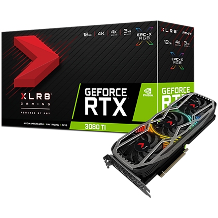 PNY Video Card NVIDIA GeForce RTX 3080Ti 12GB XLR8 Gaming REVEL EPIC-X RGB, GDDR6X 384bit, 1665MHz / 912 GBps, DP 4x, HDMI, 3 RGB Fan, 3 slot