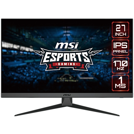 MSI G2722 Gaming Monitor, 27" 170Hz, FHD (1920x1080) 16:9, IPS Anti-glare, 1ms, 250nits, 1100:1, 178°/178°, Adjustable Stand, 2x HDMI, 1x DP, 3Y Warranty