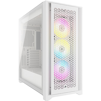 Кутия Corsair iCUE 5000D RGB Airflow Mid Tower, Tempered Glass, Бял