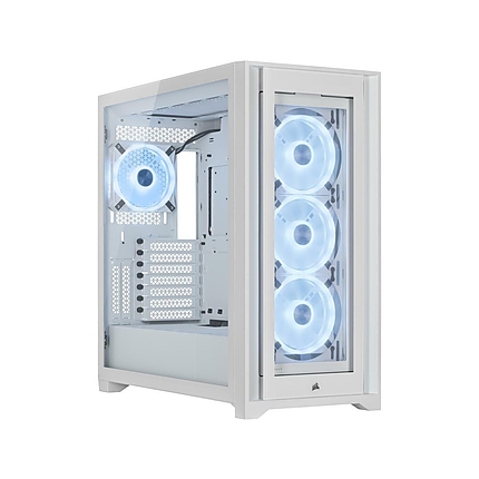 Кутия Corsair iCUE 5000X RGB QL Edition Mid Tower, Tempered Glass, Бяло