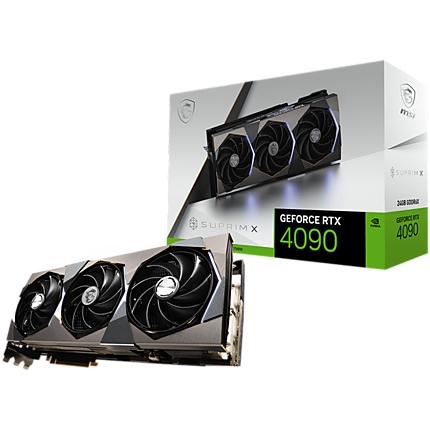 MSI Video Card NVidia RTX 4090 SUPRIM X 24G (24GB GDDR6X/384bit, PCI-E Gen4, 1x 16-pin Power Connector, 3x DP, 1x HDMI, 850W recommended PSU, ATX Retail)