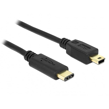 Кабел DeLock, USB-C мъжко - USB-B мъжко, USB 2.0, 0.5 м, Черен