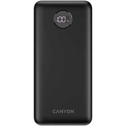 CANYON  PB-2002 Power bank 20000mAh Li-poly battery, Input Type-C 5V3A,9V2A,18W  , Output Type-Cпјљ5V3A,9V2.2A,12V1.5A,20W, Output USBA1/USBA2пјљ5V3A,5V/4.5A,4.5V/5A,9V2A,12V1.5A,22.5W147.5*69*28.6mm, 0.437g , cable  Type C, Black