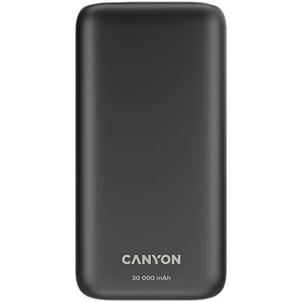 CANYON Power bank 30000mAh Li-poly battery, Input Micro: DC5V/2A, 9V/2A Input Type c PD :DC5V/3A, 9V/2A Output Type C PD:5V/3A,9V/2.2A,12V/1.5AOutput USB A1+USBA 2: 5V3A,5V/4.5A,4.5V/5A,9V2A,12V1.5A,22.5W quick charging cable 0.3m