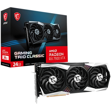 MSI Video Card AMD Radeon RX 7900 XTX GAMING TRIO CLASSIC 24G, 24GB GDDR6, 384-bit, 6144 units, Boost: 2500 MHz, 3x DP 2.1, HDMI 2.1, 800W Recommended PSU, 3Y