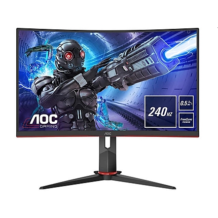 AOC C27G2ZU/BK, 27" Curved 1500R VA WLED, 1920x1080@240Hz, 1ms GtG, 0.5MPRT, 300cd/m2, 3000:1, 80M:1, FreeSync Premium, FlickerFree, Low Blue Light, 2Wx2, Tilt, Height Adjust, Swivel, 2xHDMI, DP, USB hub