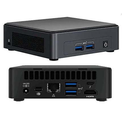 Intel NUC 11 Pro Kit NUC11TNKi7: Intel Core i7-1165G7, Intel Iris Xe Graphics, Dual HDMI 2.0b w/HDMI CEC, Dual DP 1.4a via Type C, Front: 2xUSB 3.2 Rear: 2xUSB 4 (type C), 1xUSB 3.2, 1xUSB 2.0 Internal: 1xUSB 3.2 on m.2 22x42 (pins), 2xUSB 2.0 (heade