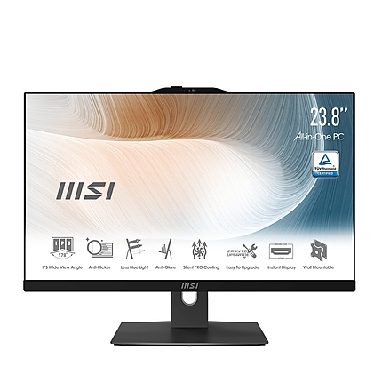 MSI Modern AM242 11M-860EU, AiO, i5-1135G7 2.4GHz, 23.8" IPS (1920x1080 FHD) AG, Built-in Webcam, RAM 8GB (up to 64GB), 512GB SSD M.2 PCIE, 1x 2.5” Storage Rapid Upgrade Design, WiFi, BT 5.1, Windows 11 Home, Heigh adj. 130 mm, 6.16 kg, VESA Mountable