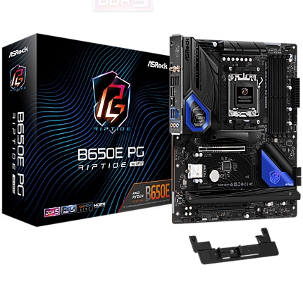 ASROCK MB Desktop B650E PG Riptide Wi Fi, AM5, 4x DDR5, 1x PCIe 5.0 x16, 1x PCIe 3.0 x16, 1x PCIe 4.0 x1, 1x Blazing M.2, 1x Hyper M.2, 1x M.2, 4x SATA3 6.0 Gb/s, 7.1 CH HD Audio, 1x HDMI, 2.5G LAN, 1x USB-C, 6x USB 3.2, 9x USB 2.0