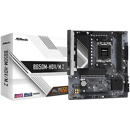 ASROCK MB Desktop B650M-HDV/M2, AM5, 2x DDR5, 2x PCIe 4.0 x16, 1x PCIe 4.0 x1, 1x Blazing M.2(PCIe Gen5x4), 1x Hyper M.2(PCIe Gen4x4), 1x M.2, 4x SATA3 6.0 Gb/s, 1x HDMI, 1x DisplayPort, 2.5G LAN, 7x USB 3.2, 8x USB 2.0, 1x USB-C