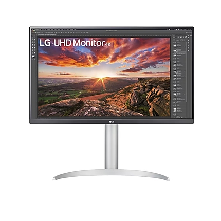 LG 27UP850N-W, 27" UHD 4K IPS, Anti-Glare, DCI-P3 95%, Cinema Screen, 5ms, 1200:1, 400 cd/m2, 3840x2160, HDR 400, MAXX Audio 5W x 2, USB type-C charging (up to 90W), HDMI, DisplayPort, AMD FreeSync, Headphone out, Tilt, Height (Range), Pivot