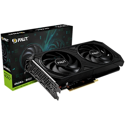 Palit RTX 4060Ti Dual 8GB GDDR6, 128 bits, 1x HDMI 2.1, 3x DP 1.4a, two fan, 1x 8-pin Power connector, recommended PSU 650W,  NE6406T019P11060D