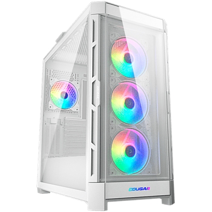 COUGAR DUOFACE PRO RGB White, Mid-Tower, Tempered Glass + Airflow front panels, 4x 120mm ARGB fans, GPU Holder, mITX/mATX/ATX/CEB/E-ATX, 1x Type-C Gen 2, 2x USB 3.0, 1x USB 2.0, Audio/Mic 3.5mm jack, RGB Button, 496x240x465 (mm)