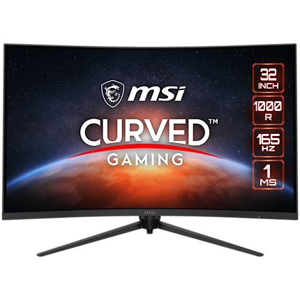 MSI Optix G321CQP Curved Gaming Monitor, 31.5" 165Hz, WQHD (2560x1440) 16:9, VA Anti-glare, 1ms, 250nits, 2500:1, 178°/178°, 1000R Curve, Freesync Premium, Adjustable Stand, 1x DP, 2x HDMI, 3Y Warranty