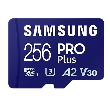 Samsung 256GB micro SD Card PRO Plus with Adapter, UHS-I, Read 180MB/s - Write 130MB/s