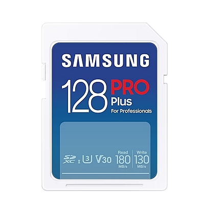 Samsung 128GB SD Card PRO Plus, UHS-I, Read 180MB/s - Write 130MB/s