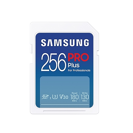 Samsung 256GB SD Card PRO Plus, UHS-I, Read 180MB/s - Write 130MB/s